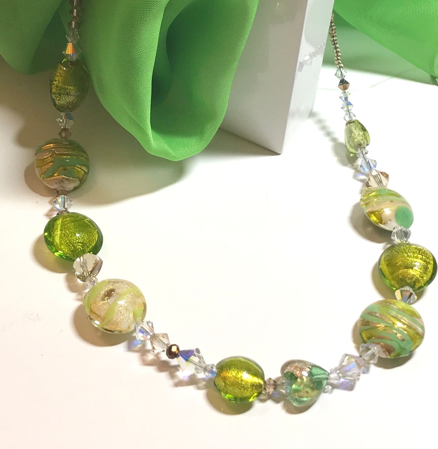 Fresh Green Italian Murano Glass Beaded Necklace