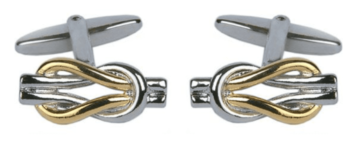Gold and silver plated love knot shaped cufflinks