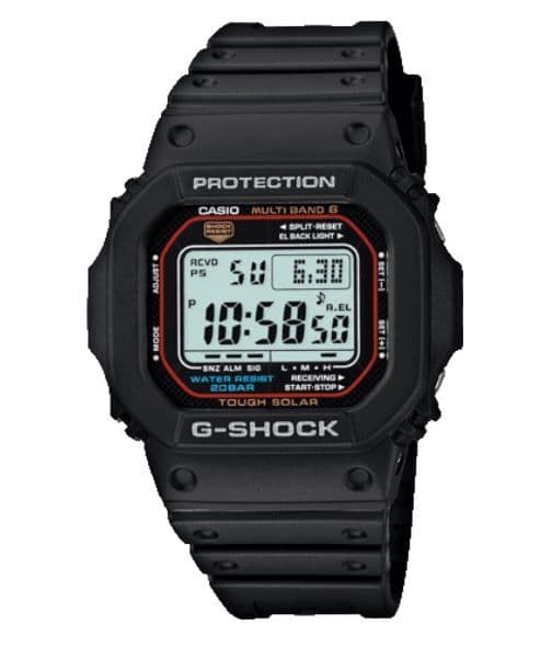 GW-M5610-1ER Casio Watch G Shock Men's Black Rubber Strap Digital With A Red Surround To The Dial