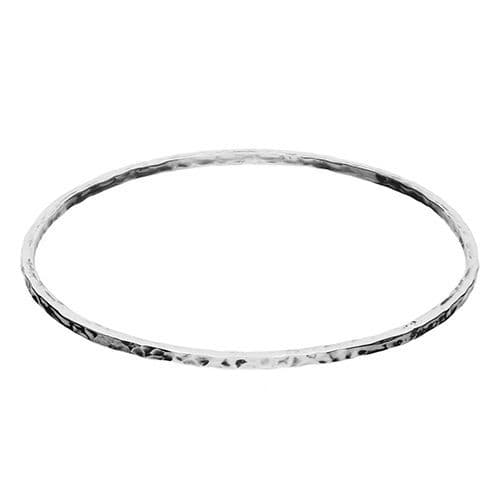 Hammered slave bangle sterling silver round