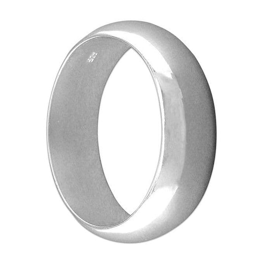 Heavy polished plain sterling silver men's wedding ring 8 mm wide rounded