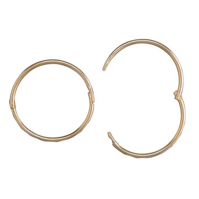 Hinged Sleeper Yellow Gold Faceted Round Hoop Earrings 16 mm