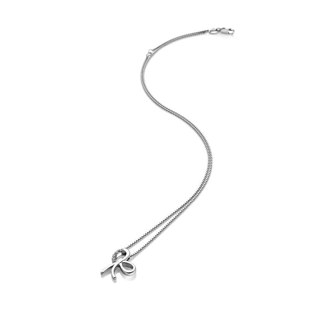 Tied bow shaped Hot Diamonds sterling silver necklace pendant DP909