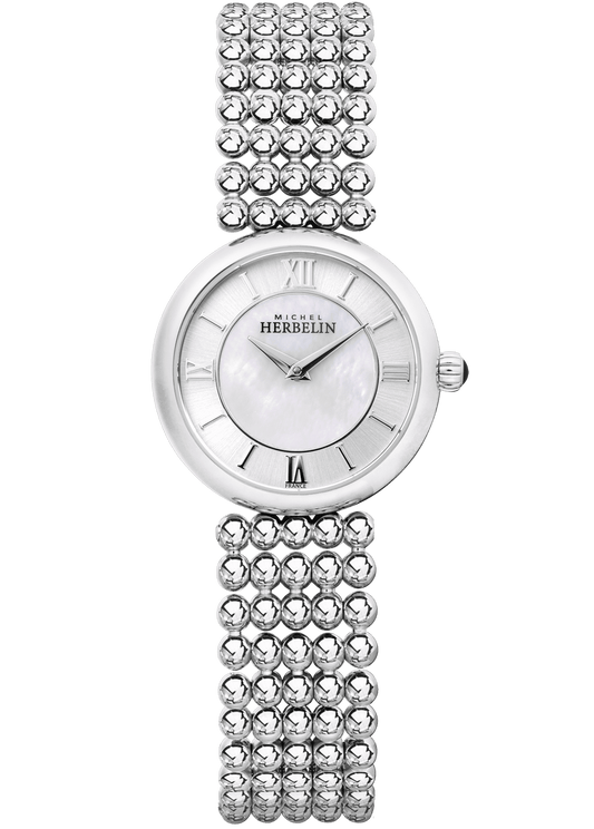 Ladies Michel Herbelin Perles Stainless Steel Round Bracelet Watch 177483/B19