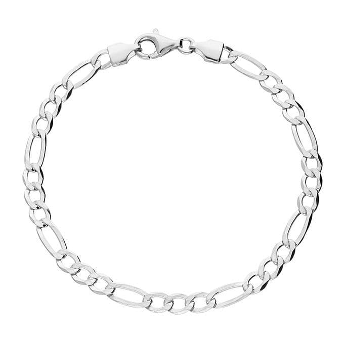 Ladies sterling silver 3 + 1 fancy figaro bracelet