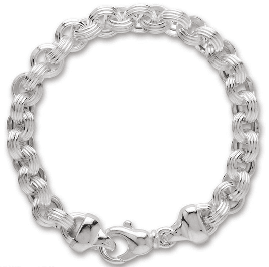 Ladies sterling silver patterned round belcher bracelet