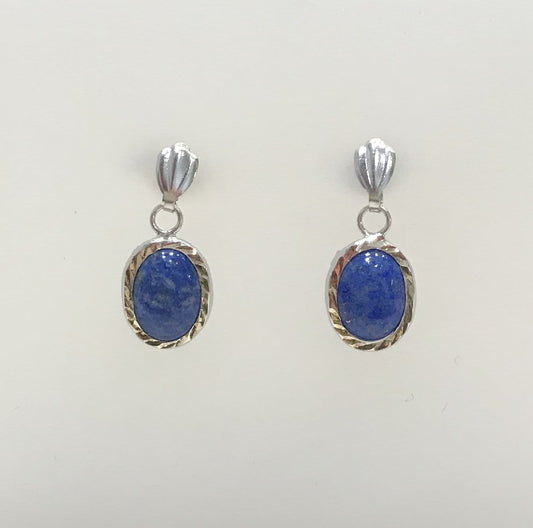 Lapis lazuli white gold oval drop earrings