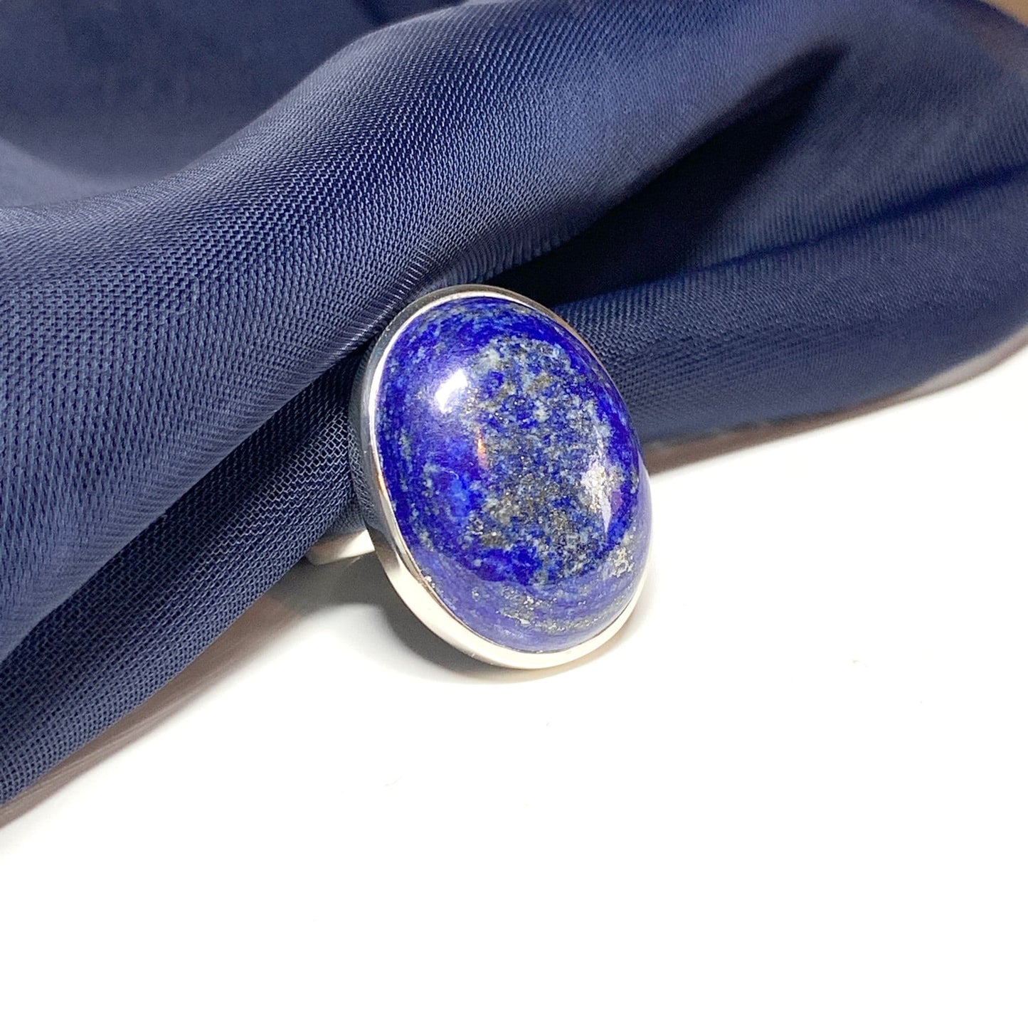 Large Oval Blue Lapis Lazuli Sterling Silver Ring