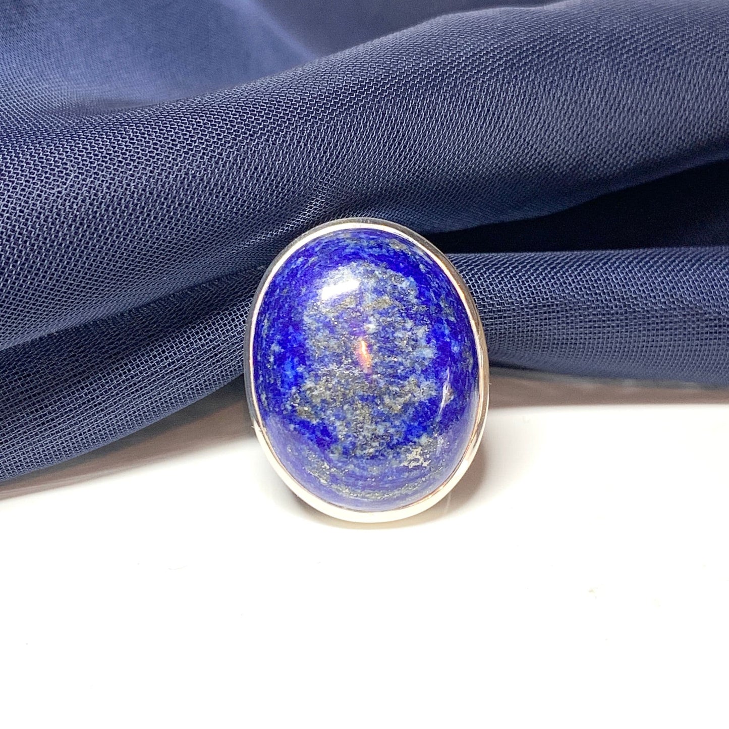 Large Oval Blue Lapis Lazuli Sterling Silver Ring