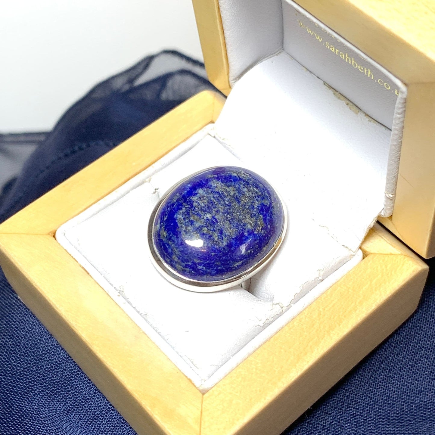 Large Oval Blue Lapis Lazuli Sterling Silver Ring