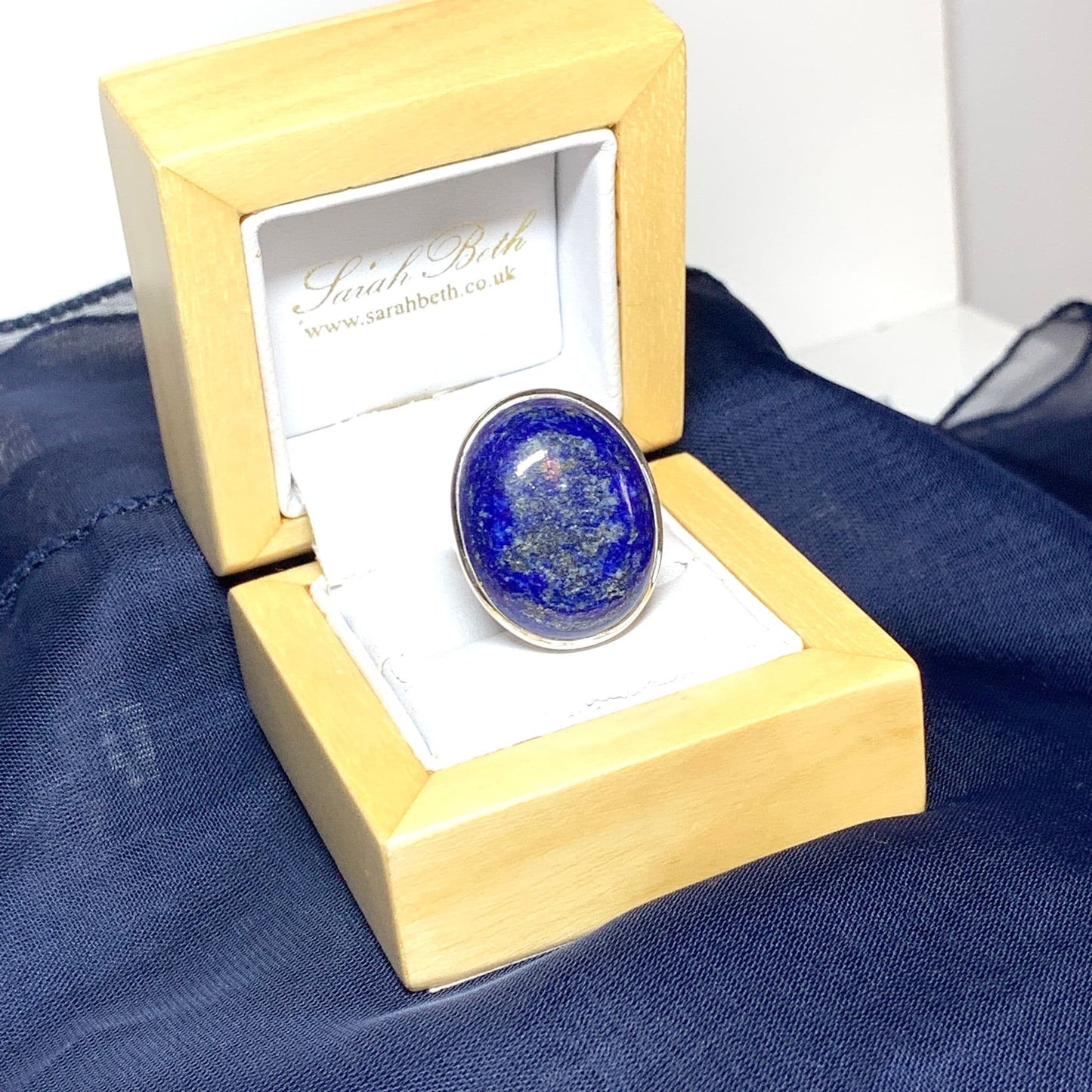 Large Oval Blue Lapis Lazuli Sterling Silver Ring