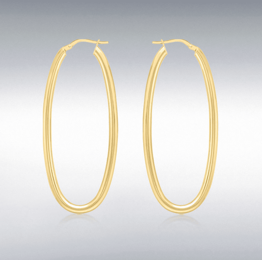 Large yellow gold oval hoop earrings