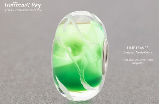 Lime Leaves Limited Edition Trollbeads Green Glass Bead  TGLBE-30047