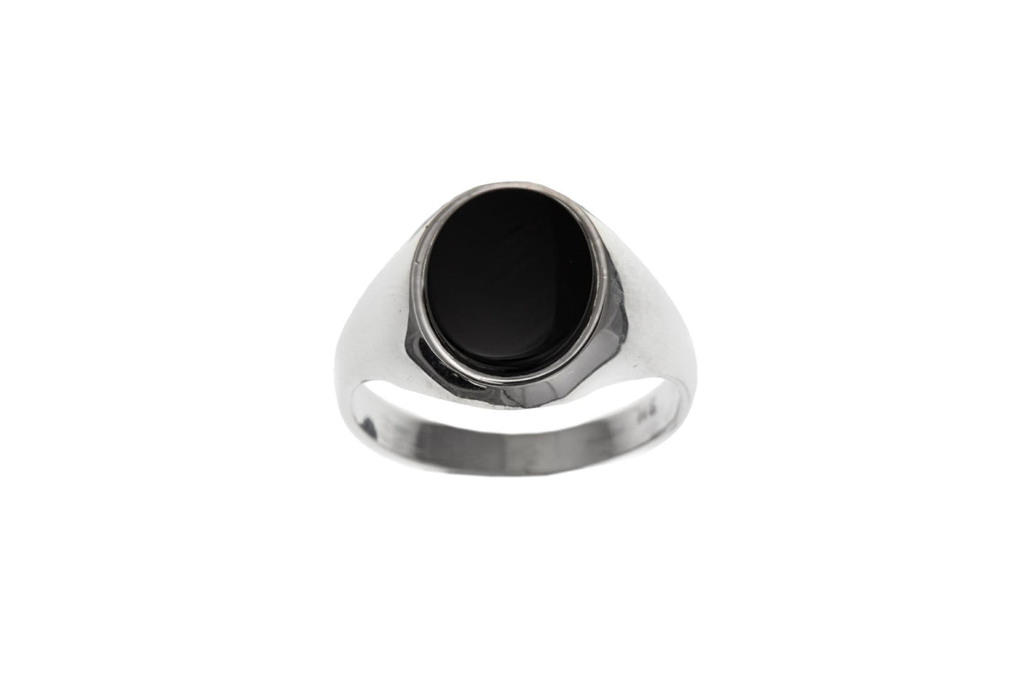 Men's Silver Gents Oval Black Onyx Signet Ring