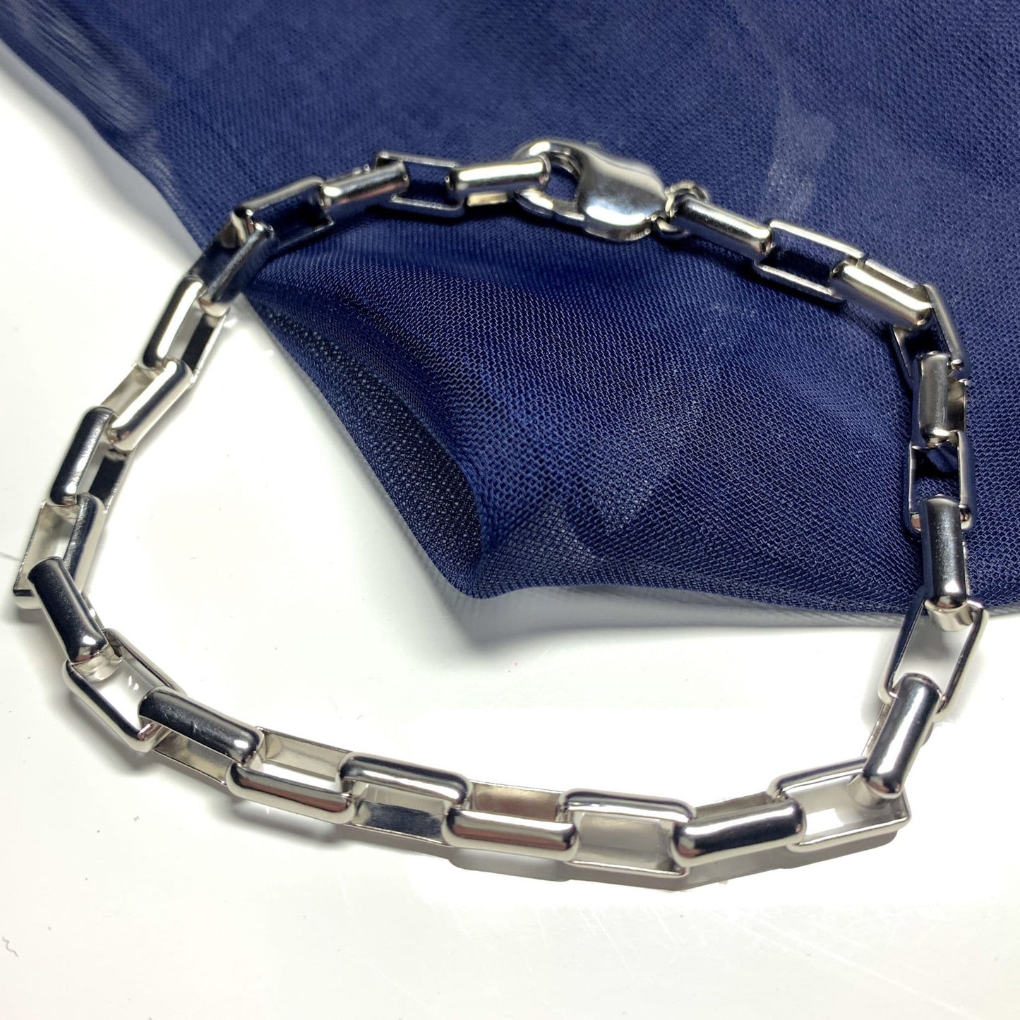 Men's sterling silver box link bracelet 9.25 inches