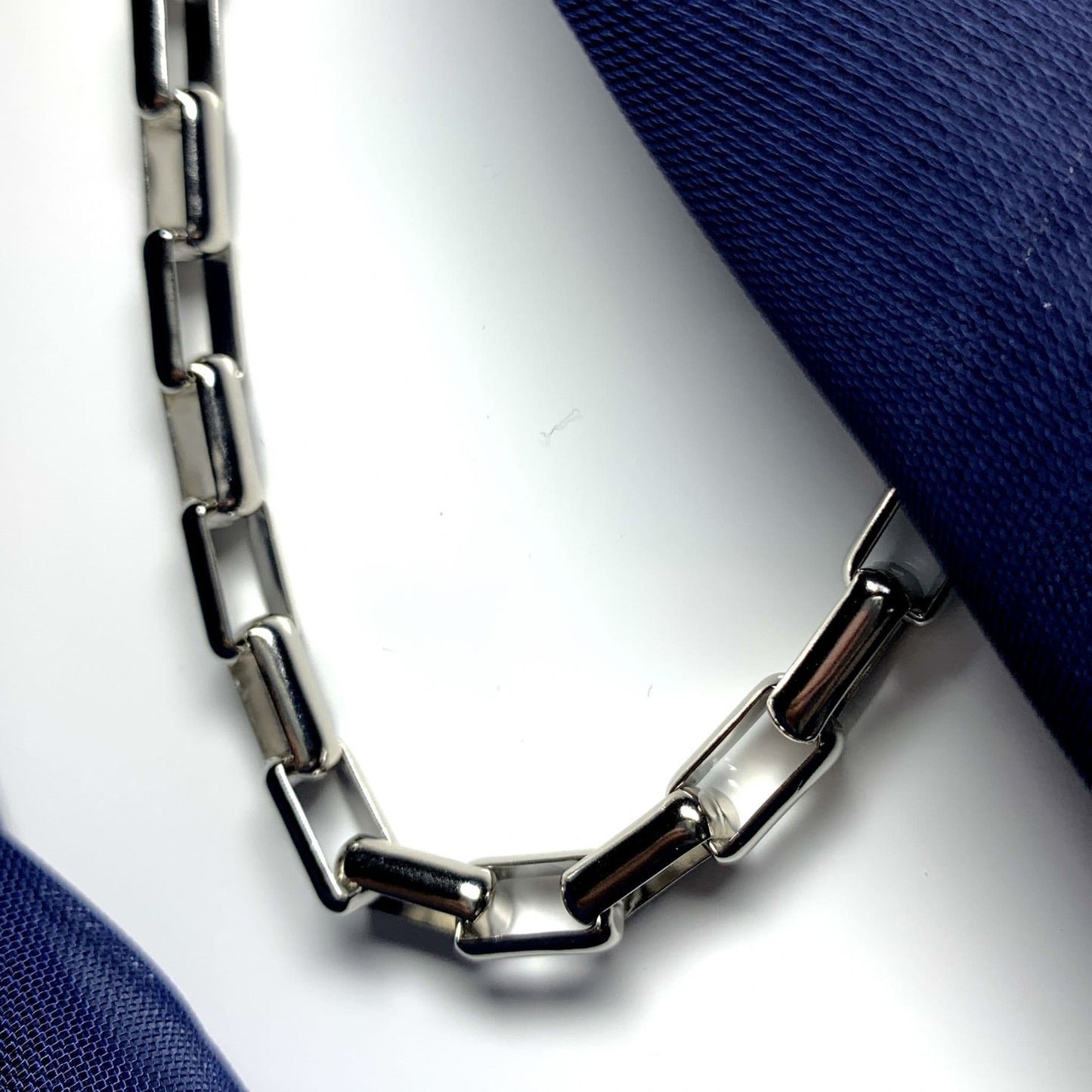 Men's sterling silver box link necklace chain 22 inches