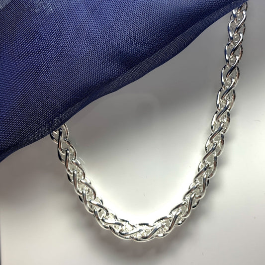 Men's sterling silver round Spiga necklace chain 22 inches