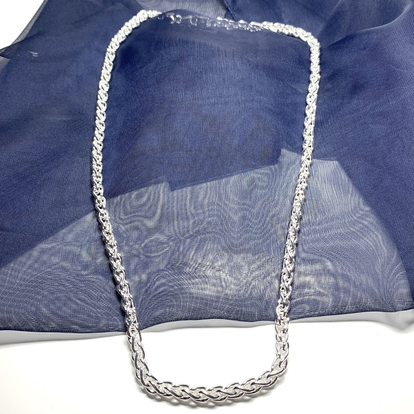 Men's sterling silver round Spiga necklace chain 22 inches