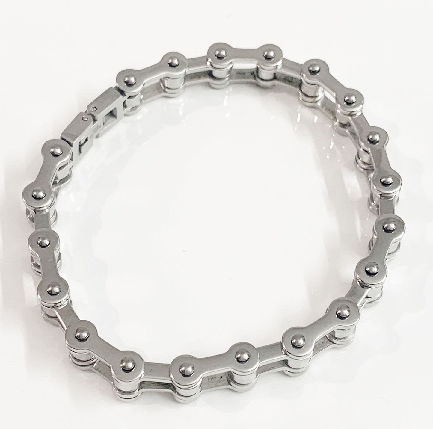 Mens bicycle chain link solid 40g stainless steel heavyweight 8.25 inch curb bracelet