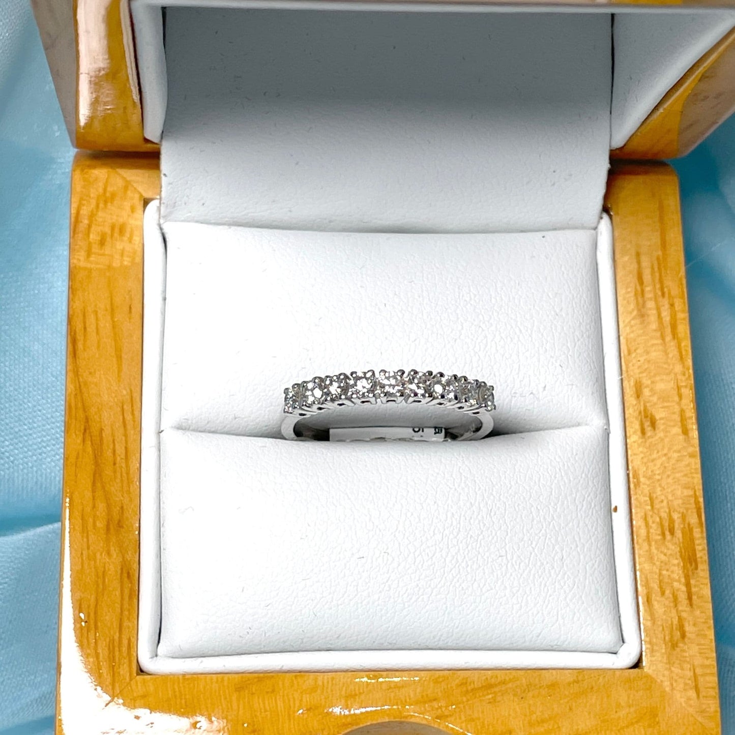 Half carat diamond claw set eternity ring white gold 51 points