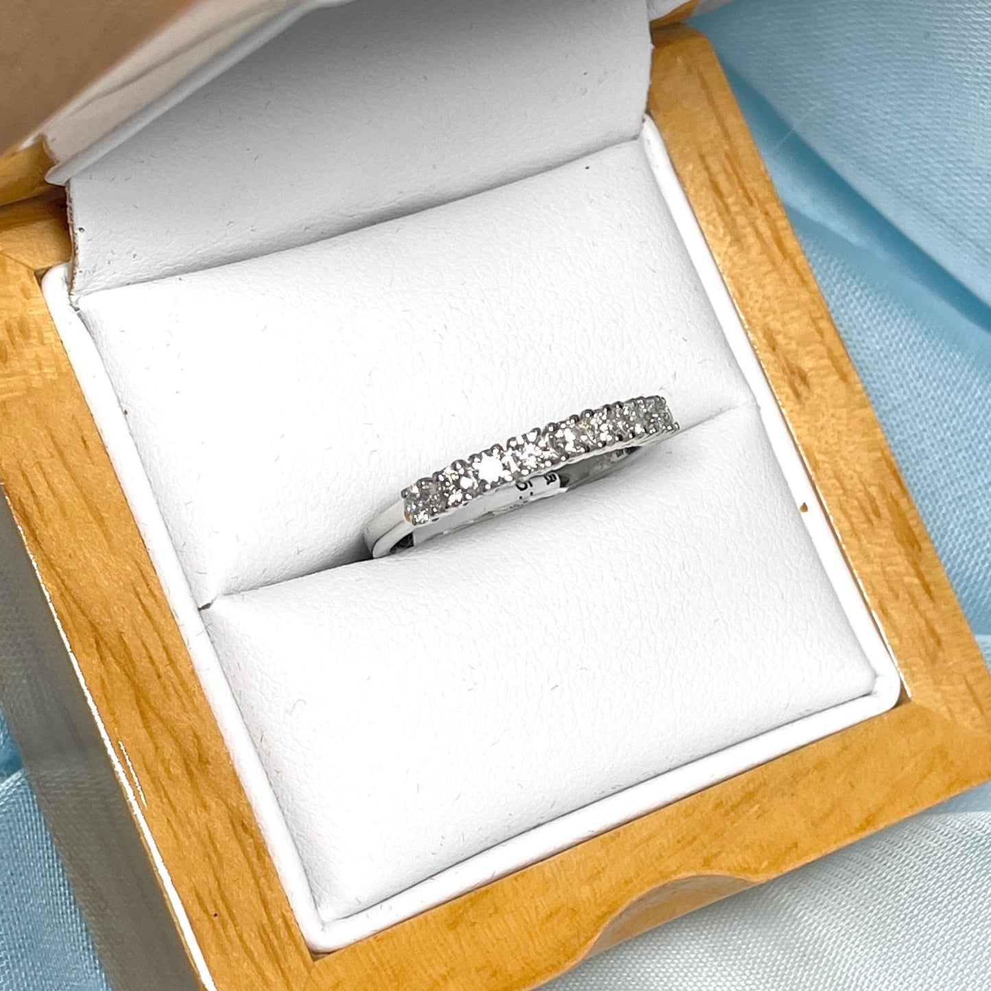 Half carat diamond claw set eternity ring white gold 51 points