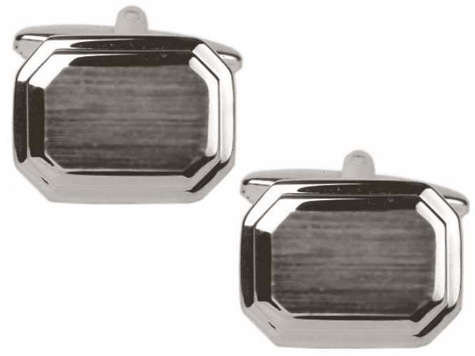 Octagonal brushed cufflinks chrome plated