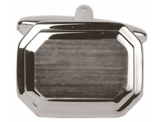 Octagonal brushed cufflinks chrome plated