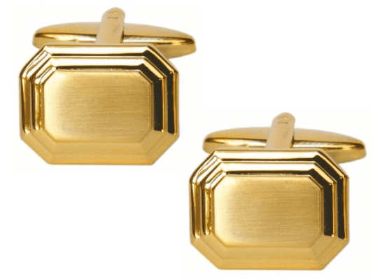 Octagonal brushed cufflinks gold plated