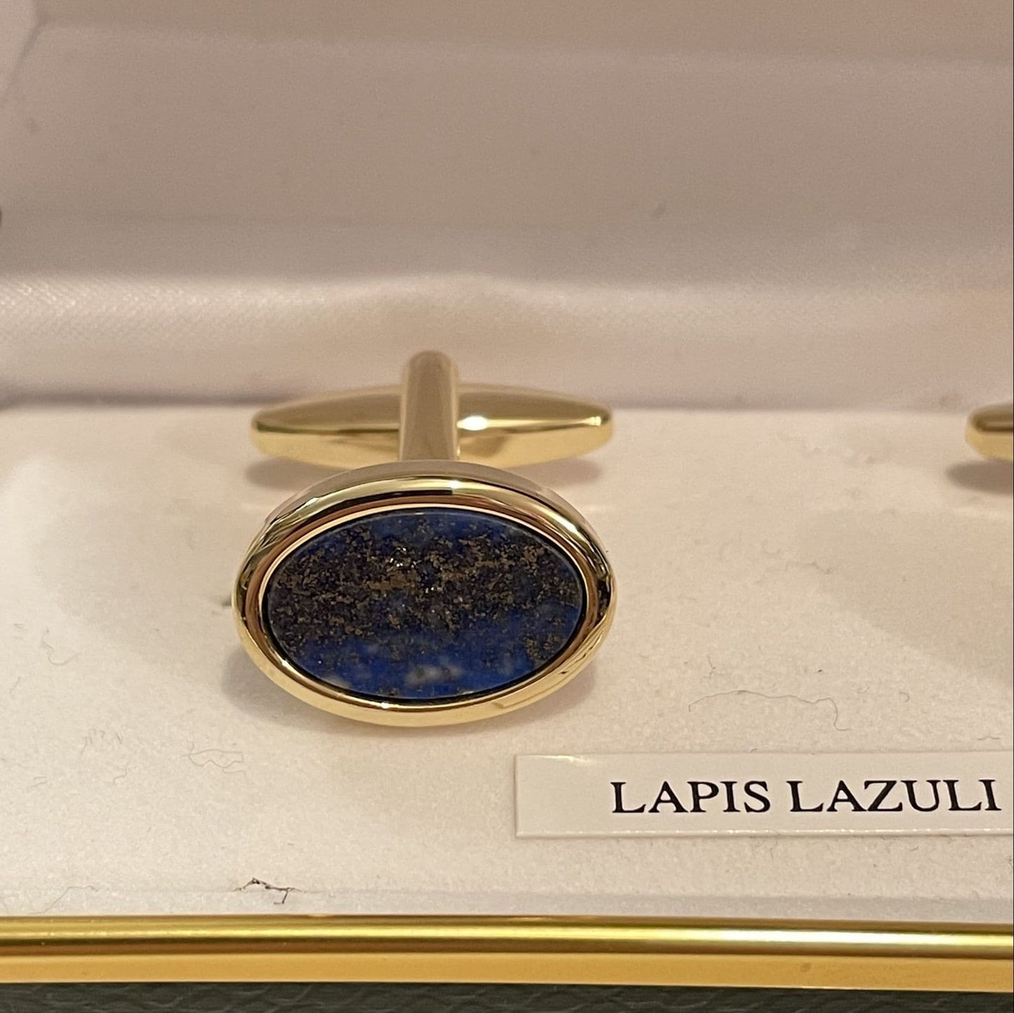 Oval Cufflinks Lapis Lazuli Blue Gold Plated