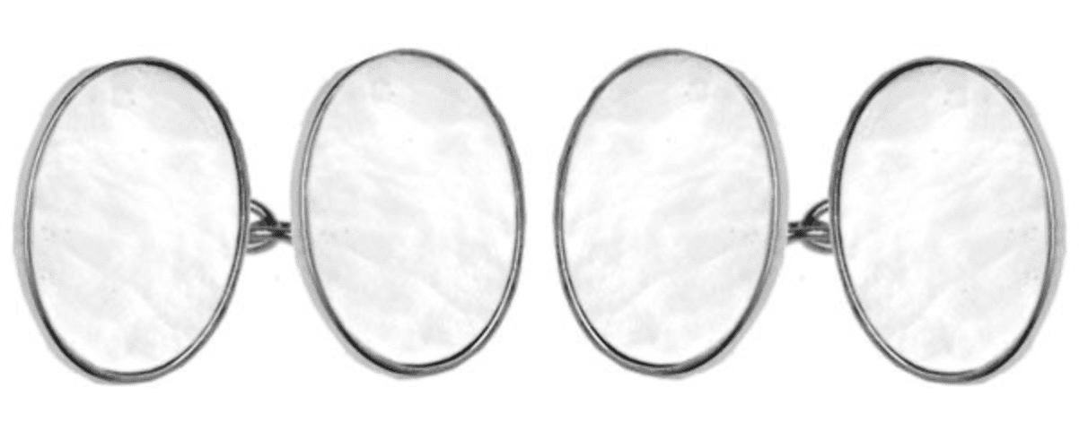 Oval cufflinks white mother of pearl sterling silver