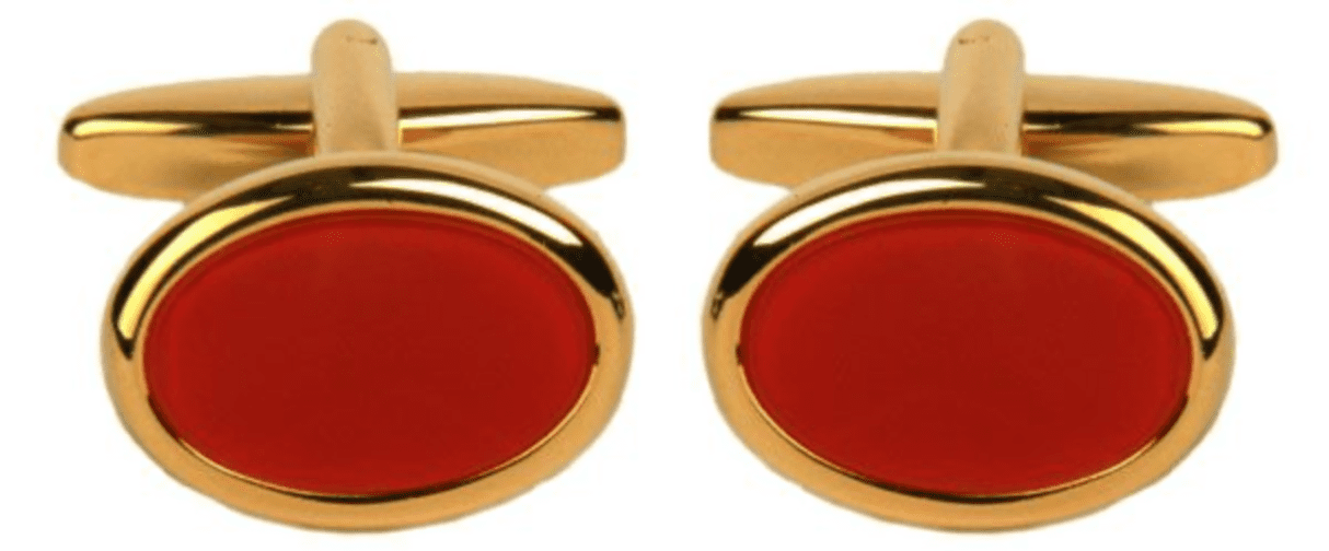 Oval orange cufflinks cornelian gold plated