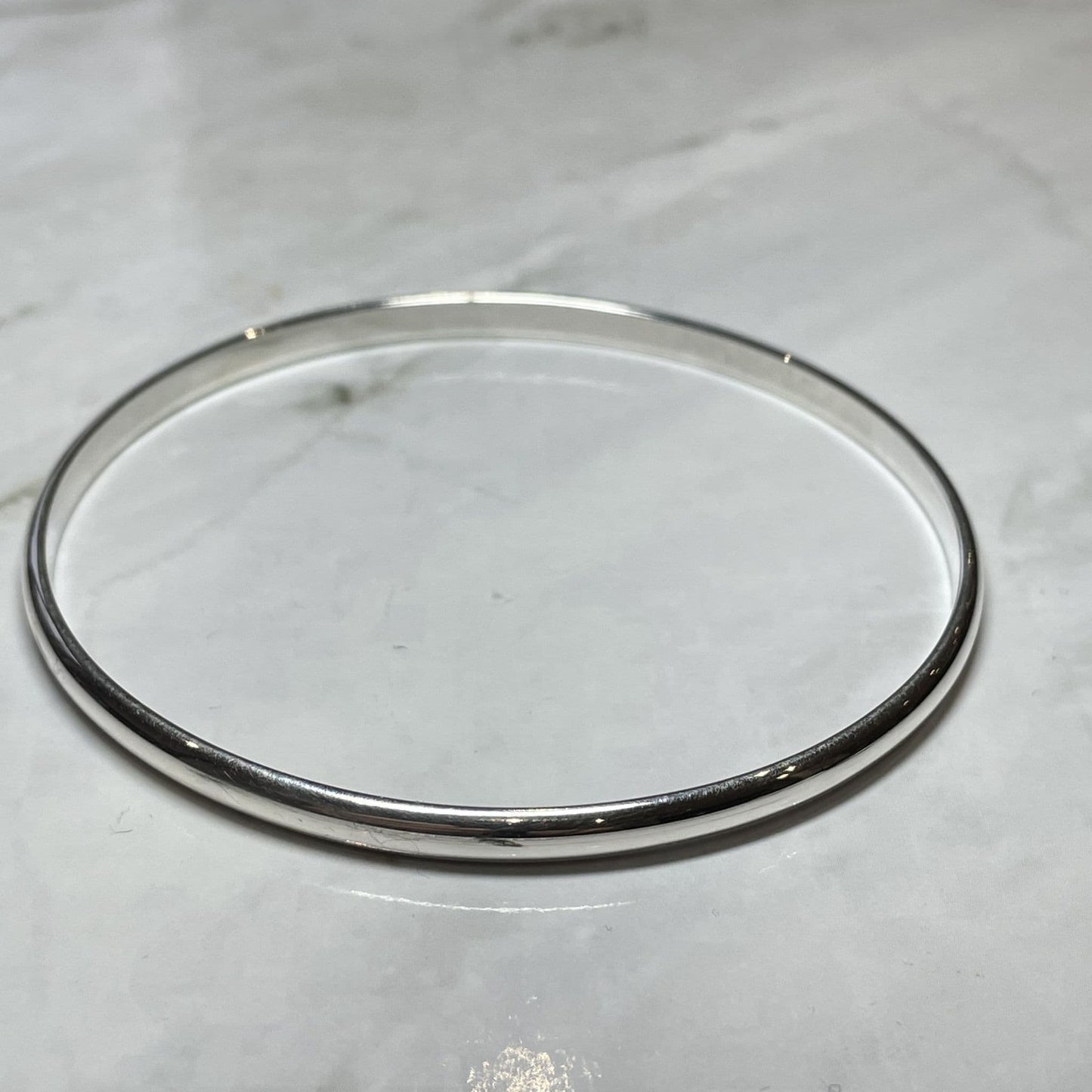 Plain polished 3 mm sterling silver round slave bangle