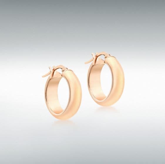Plain Polished Round Rose Gold Hoop Earrings