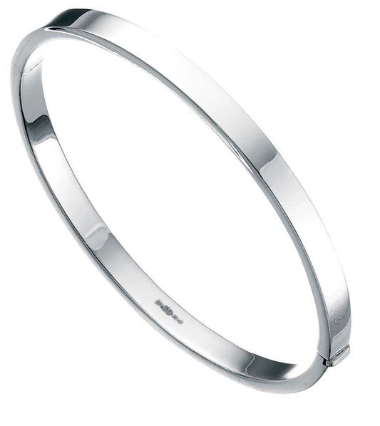 Plain round shaped square edged sterling silver polished bangle