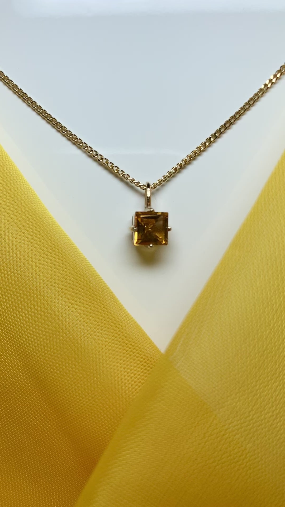 Video of yellow square citrine yellow gold necklace