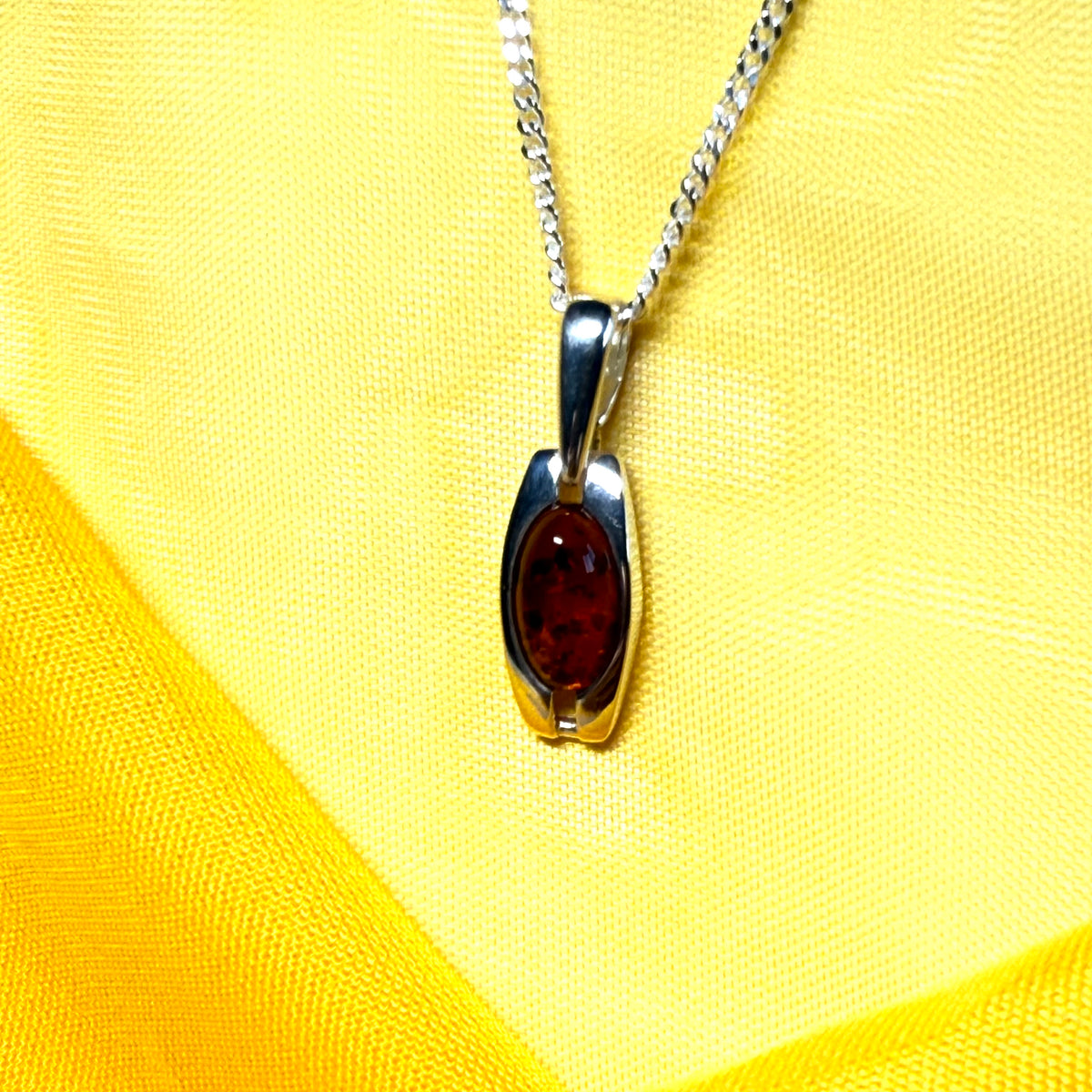 real amber sterling silver necklace with chain