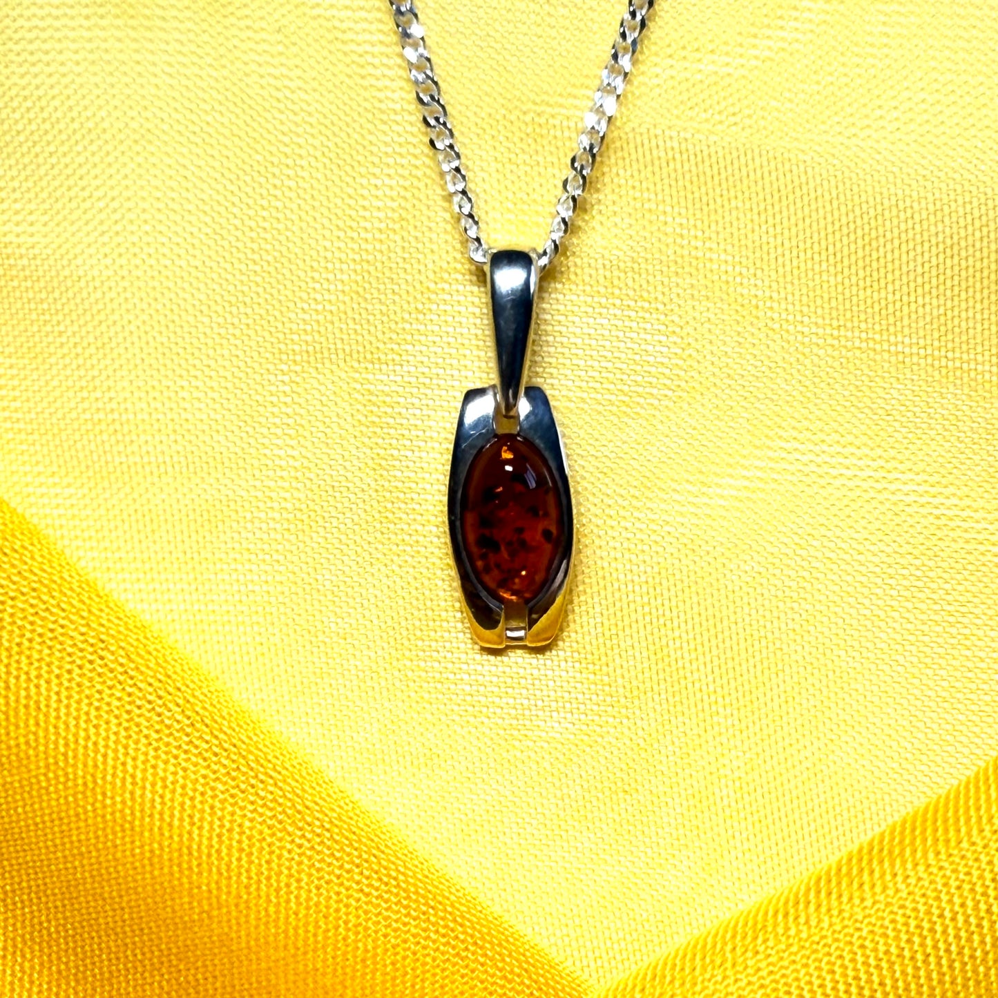 real amber sterling silver necklace with chain