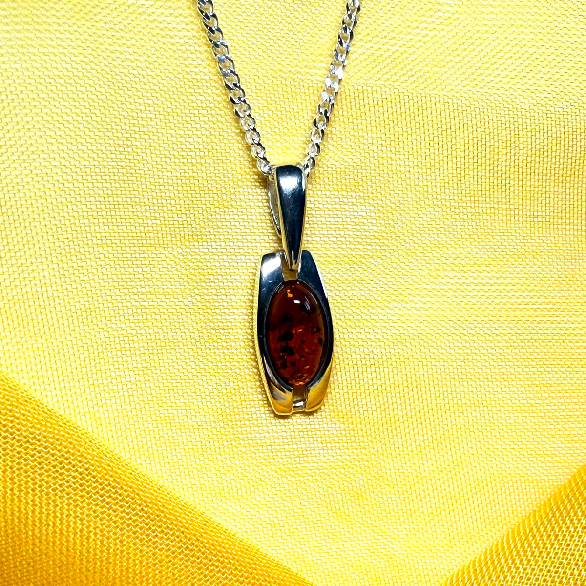 real amber sterling silver necklace with chain