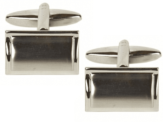 Rectangle cufflinks silver plated half patterned