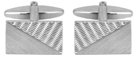 Rectangle half brushed cufflinks chrome plated