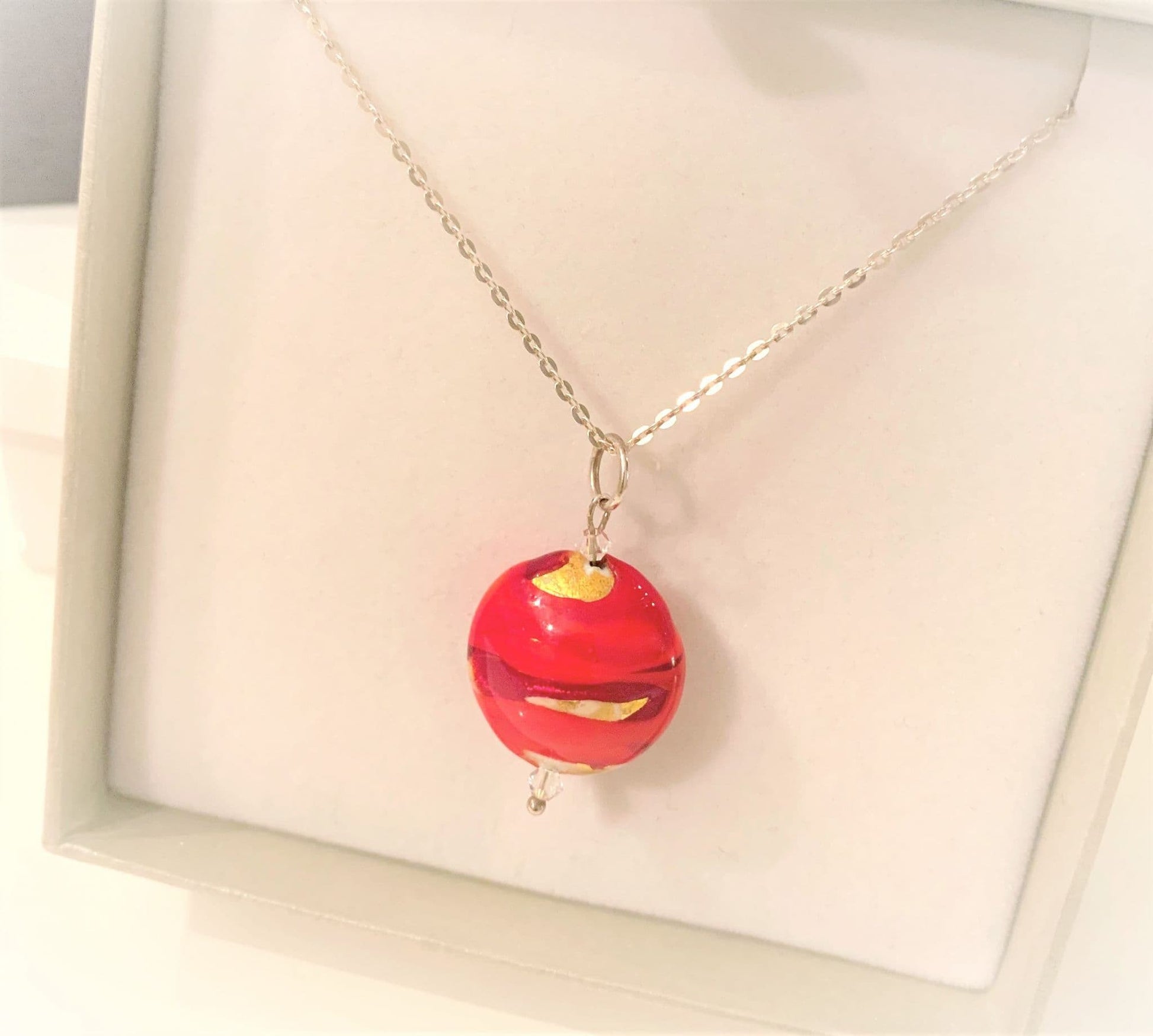 Red Gold Murano Gold Bead Necklace