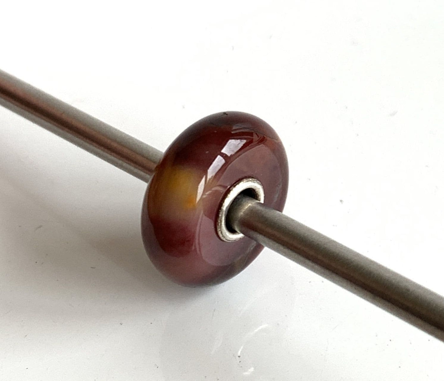 Reddy Brown Yellow Blemish Mookaite With White Flashes Trollbeads Bead