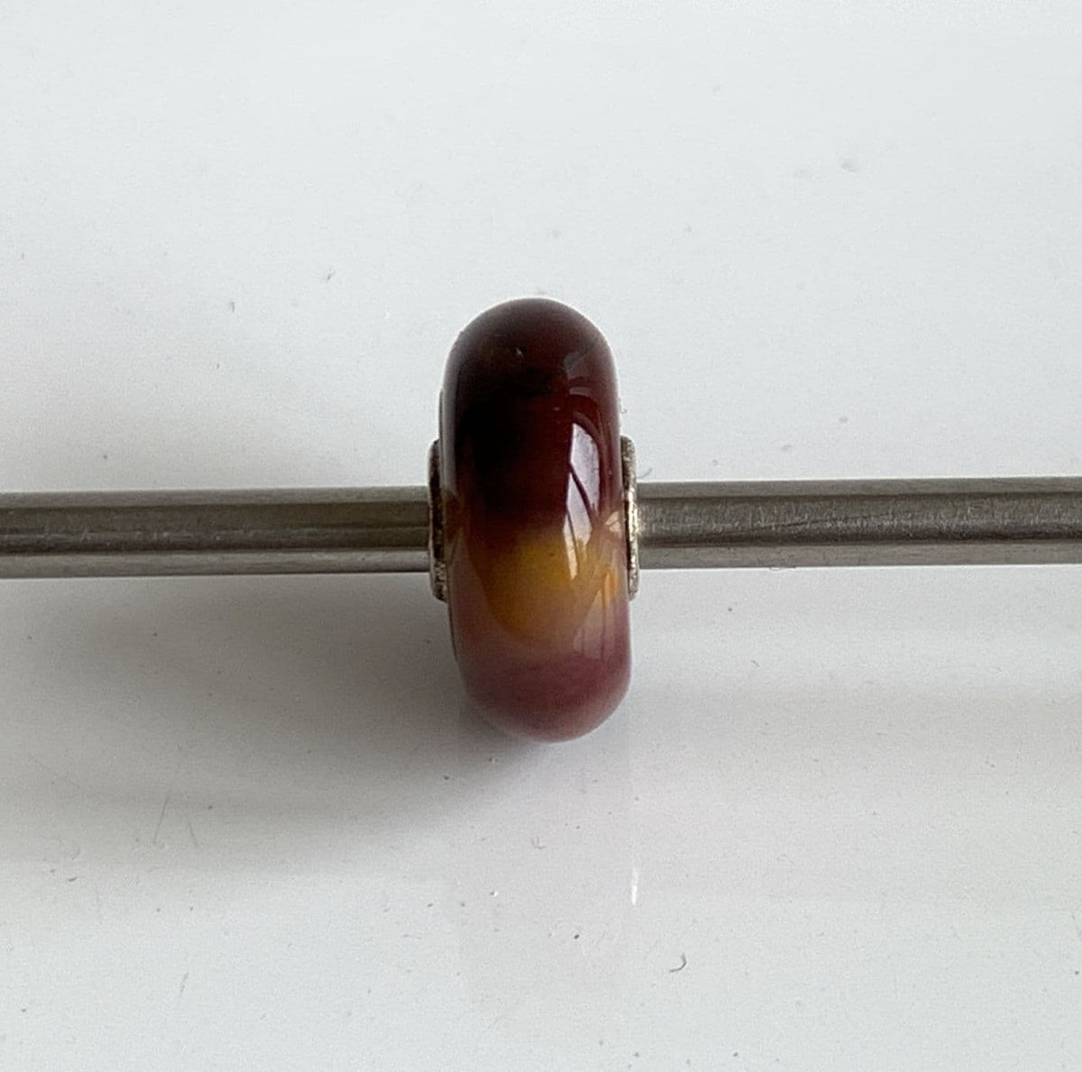 Reddy Brown Yellow Blemish Mookaite With White Flashes Trollbeads Bead
