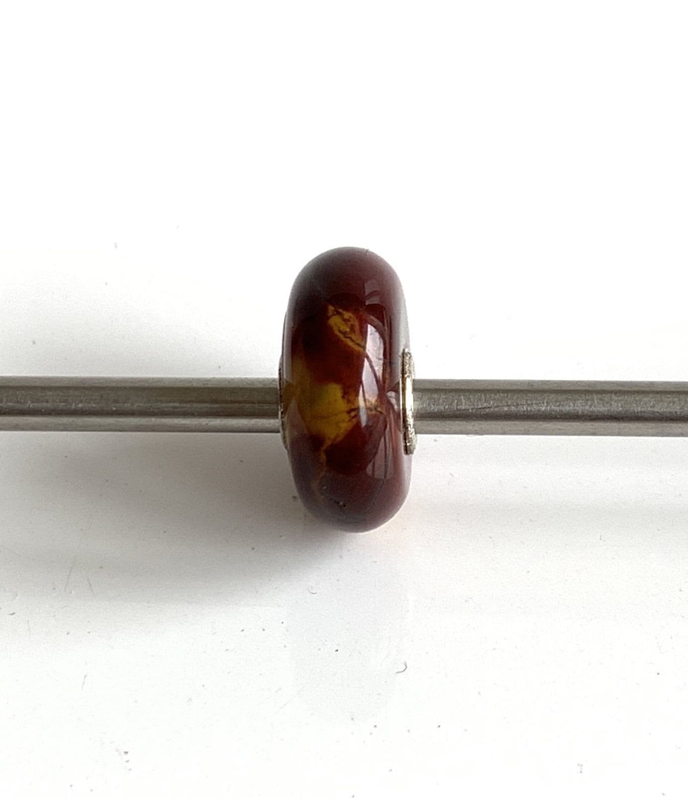 Reddy Brown Yellow Blemish Mookaite With White Flashes Trollbeads Bead