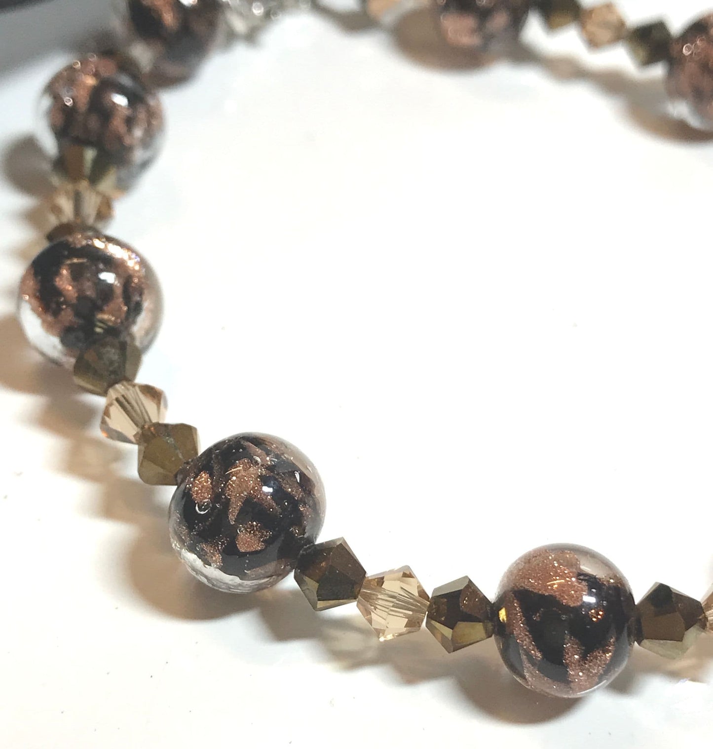 Black and Rose Gold Murano Glass Bracelet