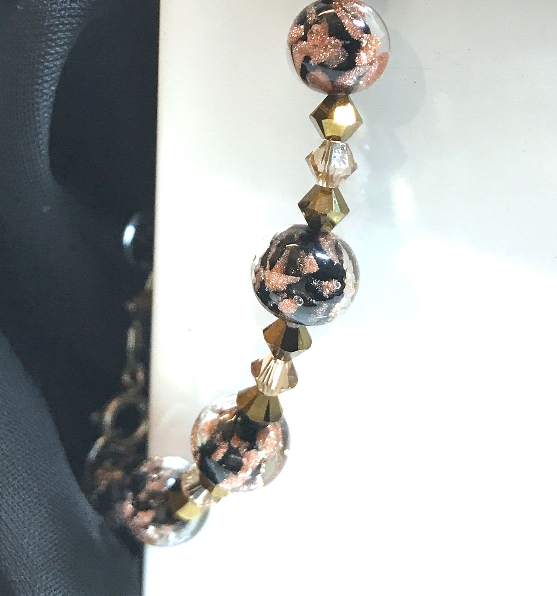 Black and Rose Gold Murano Glass Bracelet