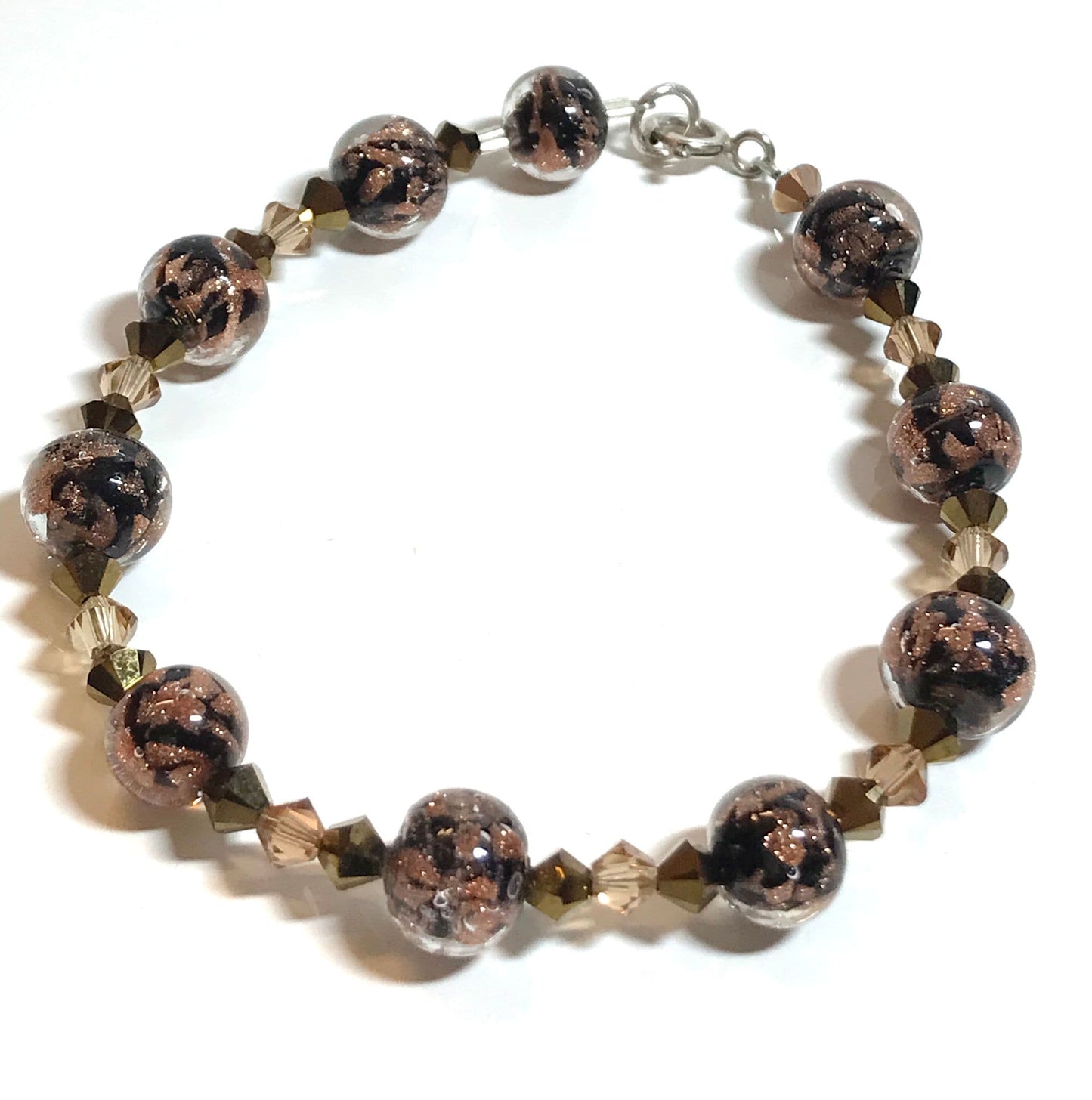 Black and Rose Gold Murano Glass Bracelet