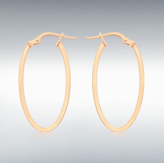 Rose Gold Plain Oval Hoop Earrings