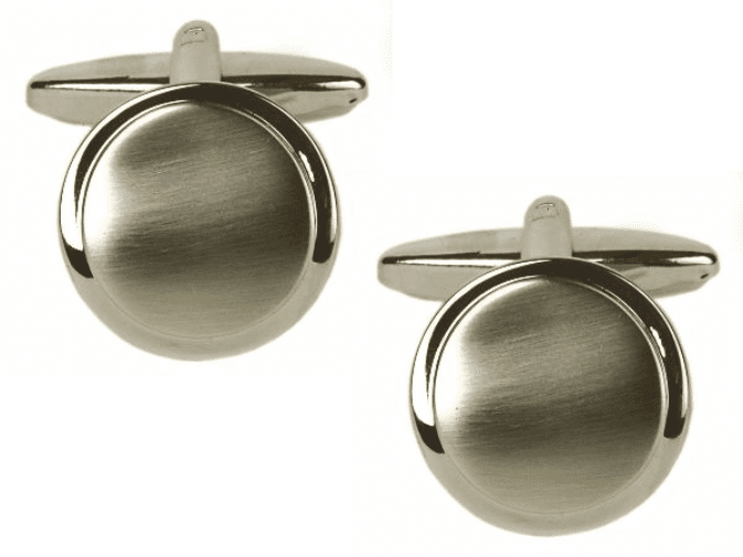 Round brushed cufflinks chrome plated