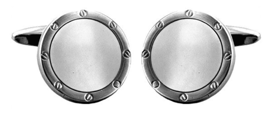 Round cufflinks mother of pearl silver plated